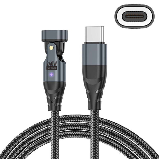 PD 240 W magnetisk laddningskabel med 180° vridbar anslutning