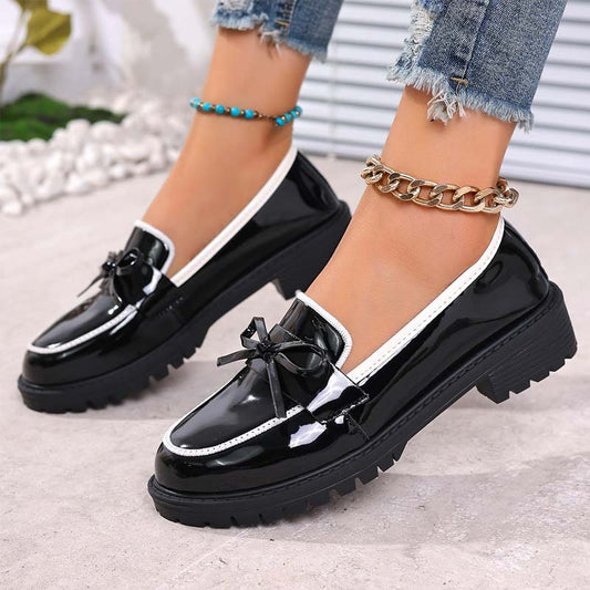 🔥50% RABATT!🔥 Loafers med rosett i lackläder för damer