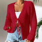 🌿 50% RABATT NU! 👗 Casual Löst sittande V-ringad Genombruten Cardigan – Andningsbar Stickning, Knytning & Lättvikt – Sommarbasvara ✨