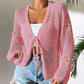 🌿 50% RABATT NU! 👗 Casual Löst sittande V-ringad Genombruten Cardigan – Andningsbar Stickning, Knytning & Lättvikt – Sommarbasvara ✨