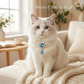 Pet Pearl Necklace with Heart Gem Pendant