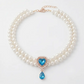 Pet Pearl Necklace with Heart Gem Pendant