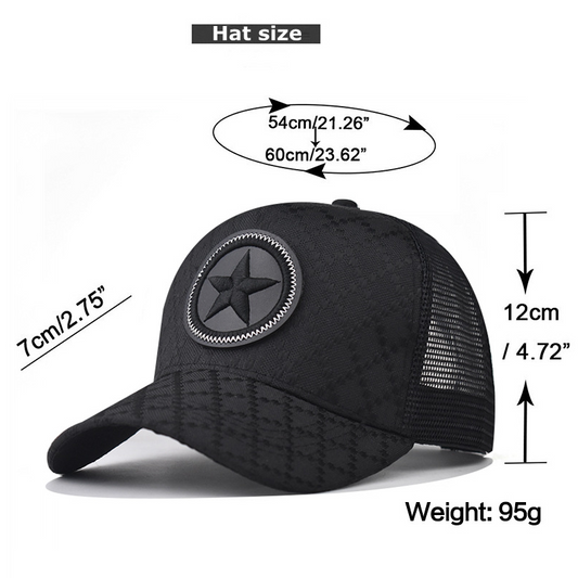 🧢 TIDSBEGRÄNSAT ERBJUDANDE: 50 % RABATT! ⭐ Trucker-keps – femuddig stjärna, nät på baksidan, justerbar, bomullsblandning ✨