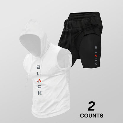 🔥50% RABATT!🔥 Set med ärmlös hoodie och shorts för män