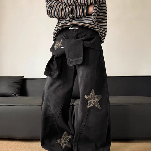 🔥50% RABATT NU!🔥 Unisex baggyjeans med stjärnpatchdetalj