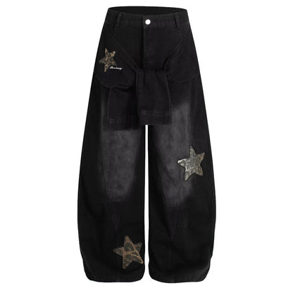 🔥50% RABATT NU!🔥 Unisex baggyjeans med stjärnpatchdetalj