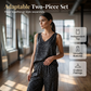 Sleeveless Halter Top and Wide-Leg Pants Set