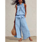 👗 50% RABATT NU! 🌺 Kvinnors 2-delat ärmlöst set – Smockad halsringning topp & vida byxor – Luftig semesterstil, mjuk & andningsbar – perfekt för varma sommardagar ✨