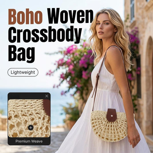 👜50% RABATT! ✨Flätad crossbodyväska för kvinnor – boho chic, kompakt men rymlig & justerbar rem 👜🌾