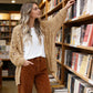 🧶 50% RABATT NU! 🍂 Damernas Öppen Stickad Kofta – Pointelle-textur & Fladdermusärmar – Enkel Bohemisk Elegans 🍁
