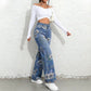 🌸 50 % RABATT NU! 🌸Blommiga Jeans med Raka Ben för Dam
