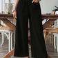 👖 40% RABATT NU!🌿 Dam Casual Enfärgad Löstsittande Byxor – Hög Midja Wide Leg & Skrynklig Textur – Bekväma Lounge Byxor ✨