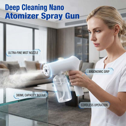 🏠 50% RABATT!🏠 Sladdlös nano-spraypistol – justerbar dimma, inget sladdkrångel. Perfekt för desinfektion och dammtorkning. Ett måste för städningen! 🔫🌿