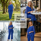 👗 50 % RABATT NU! 🌸Set med lös topp med asymmetrisk fåll och byxor med vida ben för dam