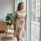 👗 50 % RABATT NU! 🌸Midiklänning med plissering och blommönster för dam