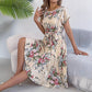 👗 50 % RABATT NU! 🌸Midiklänning med plissering och blommönster för dam