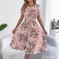 👗 50 % RABATT NU! 🌸Midiklänning med plissering och blommönster för dam