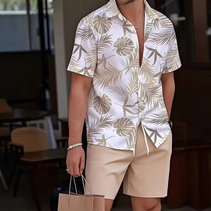 📢📢50% RABATT !! ⏰2-delars set med hawaiisk skjorta och shorts för män👕