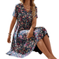 👗50% RABATT NU!🎀Sommarklänning för damer med blommönster, V-ringning och korta ärmar