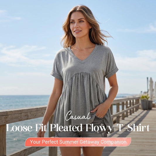 🌸 50 % RABATT NU! 🌸Casual Löstsittande Veckad Flytande T-shirt