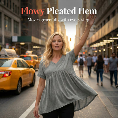 🌸 50 % RABATT NU! 🌸Casual Löstsittande Veckad Flytande T-shirt