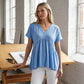 🌸 50 % RABATT NU! 🌸Casual Löstsittande Veckad Flytande T-shirt