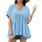 🌸 50 % RABATT NU! 🌸Casual Löstsittande Veckad Flytande T-shirt