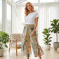 🌼 50 % RABATT NU! 🌼🌸Dambyxor Med Blommönster, Hög Midja Och Vida Ben – Avslappnat & Stilfullt🌿