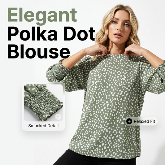 🌹 50% RABATT NU! 🌹Casualblus med prickmönster och 3/4-ärmar för dam