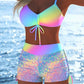 ✨50% RABATT NU!🎀Dam Bikini Set – Snörning i Toppen, Boyshorts, Flera Stilar 🏖️