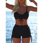 ✨50% RABATT NU!🎀Dam Bikini Set – Snörning i Toppen, Boyshorts, Flera Stilar 🏖️