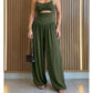 👗 50 % RABATT NU!✨Ärmlös jumpsuit med utskärningar och vida ben samt knytning i ryggen