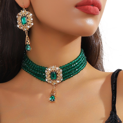 🌹 50% RABATT NU!! 🌹Lyxigt set med kristallhalsband och örhängen
