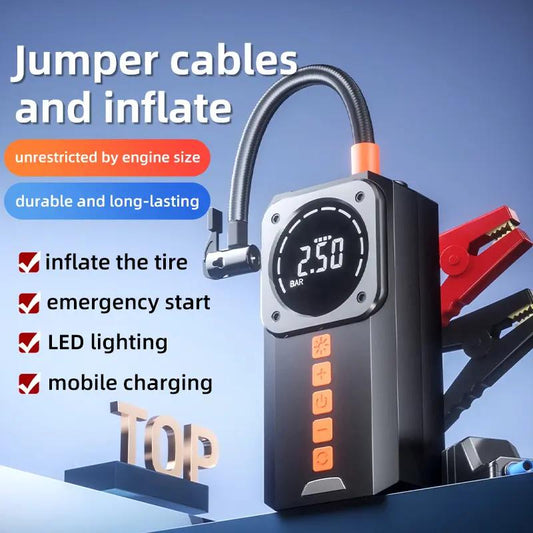 📢📢50 % RABATT  NU!! ⏰Digital tryckluftskompressor med display och startbooster för bilbatteri