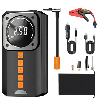 📢📢50 % RABATT  NU!! ⏰Digital tryckluftskompressor med display och startbooster för bilbatteri