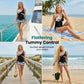 👗50% RABATT NU!🎀Tankini-set med hög midja och shorts i tropiskt mönster