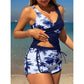 👗50% RABATT NU!🎀Tankini-set med hög midja och shorts i tropiskt mönster