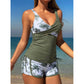 👗50% RABATT NU!🎀Tankini-set med hög midja och shorts i tropiskt mönster
