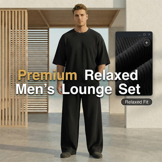 👕50% RABATT NU!👖 Avslappnat ribbad lounge-set för män