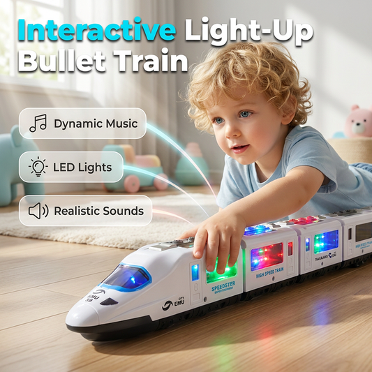 【🔥 Limiterat: –50 % 】🚂✨ Elektriskt snabbtåg leksak med ljus & musik – rolig för barn från 3 år Blinkande lampor, äkta tågljud & enkel fjärrkontroll 🎶🔊