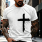 ✝️ BEGRÄNSAD TID: 50 % RABATT! ✨ Herr-T-shirt med tro-motiv – Slitet kors, bekväm passform, hög kvalitet 🧡