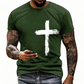 ✝️ BEGRÄNSAD TID: 50 % RABATT! ✨ Herr-T-shirt med tro-motiv – Slitet kors, bekväm passform, hög kvalitet 🧡