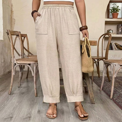 👖 50% RABATT NU! ✨ Dam Enfärgade Byxor med Ankelmudd