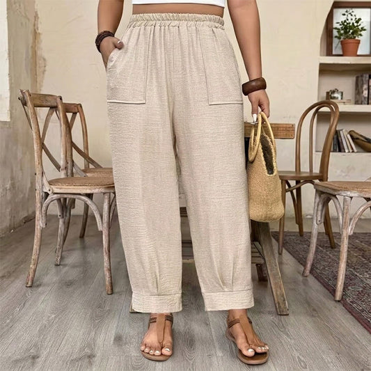 👖 50% RABATT NU! ✨ Dam Enfärgade Byxor med Ankelmudd