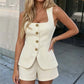 🌹 50% RABATT NU! 🌹 Kvinnors Fyrkantsringning Väst & Shorts Set
