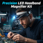 🔍 50% RABATT NU! 💡 LED-Förstoringsglas med Pannband och 4 Linser – 1,2X–3,5X Förstoring, Justerbar & Handsfri – Perfekt för Elektronik, Smyckestillverkning, Läsning & Precisionsarbete 🛠️