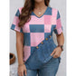 👕 Denim Print V-ringad T-shirt – Mjuk, Snygg, Enkel Stil 🌀