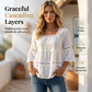 🌸 BEGRÄNSAD TID: 50 % RABATT! 💥 Elegant sommarblus med fyrkantig halsringning – boho-spets, klockformade ärmar, flödande lager ✨