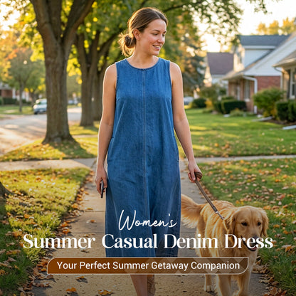 👗 TIDSBEGRÄNSAD 50% RABATT! 💥 Damernas Sommar Casual Denimklänning – Klassisk, Luftig, Effortlessly Snygg ✨