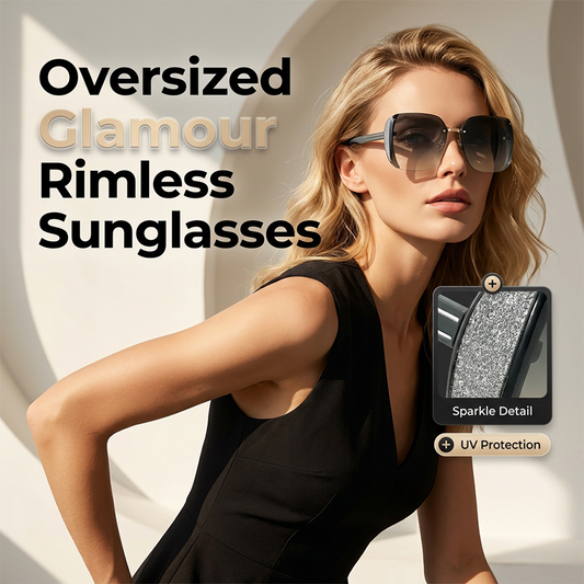 ⏳ Begränsad tid – 50 % rabatt! ⏰ Stora solglasögon utan båge – fyrkantig design, tidlös stil & perfekta till alla outfits 🕶️
